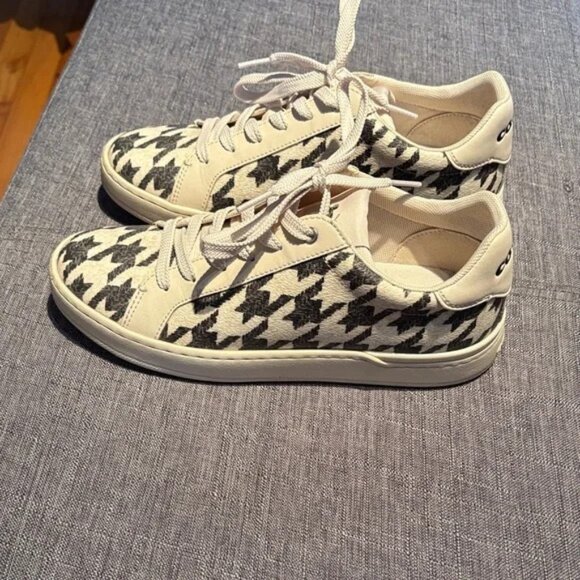 Coach lace-up houndstooth sneakers 8.5 – black & white - Picture 1 of 3